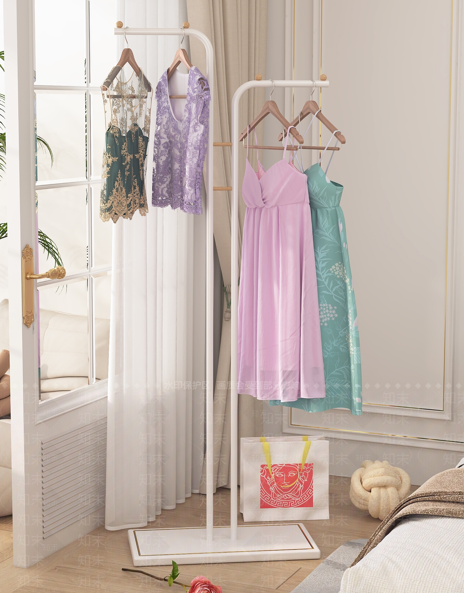 现代衣架挂衣服3D模型下载【ID:1162414361】