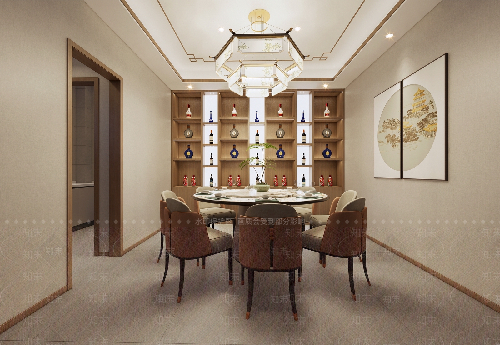 新中式餐厅包厢SU模型下载【ID:1162522758】