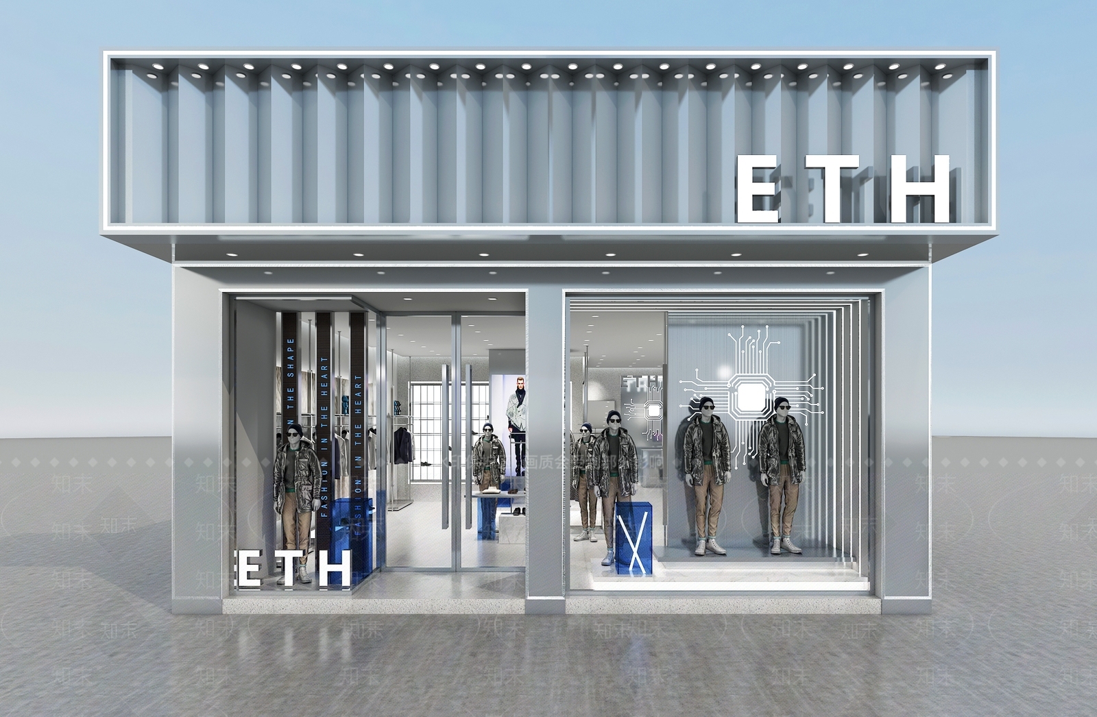 潮牌轻奢男装店3D模型下载【ID:1162418836】