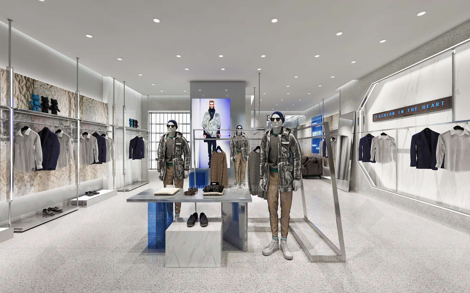 潮牌轻奢男装店3D模型下载【ID:1162418836】