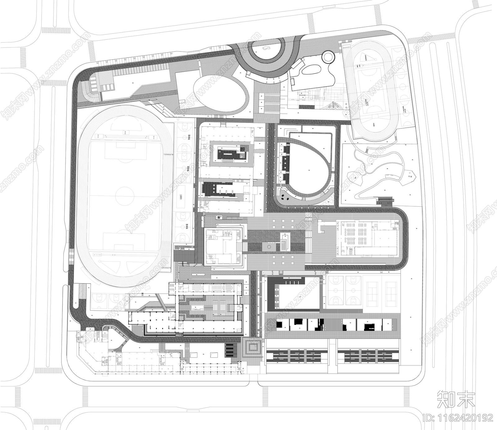 学校中学室外景观规划设计平面施工图下载【ID:1162420192】