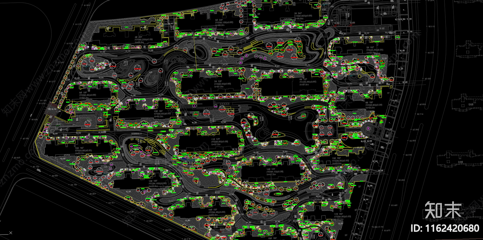山东省济南市龙湖春江郦城某大区绿化图纸施工图下载【ID:1162420680】