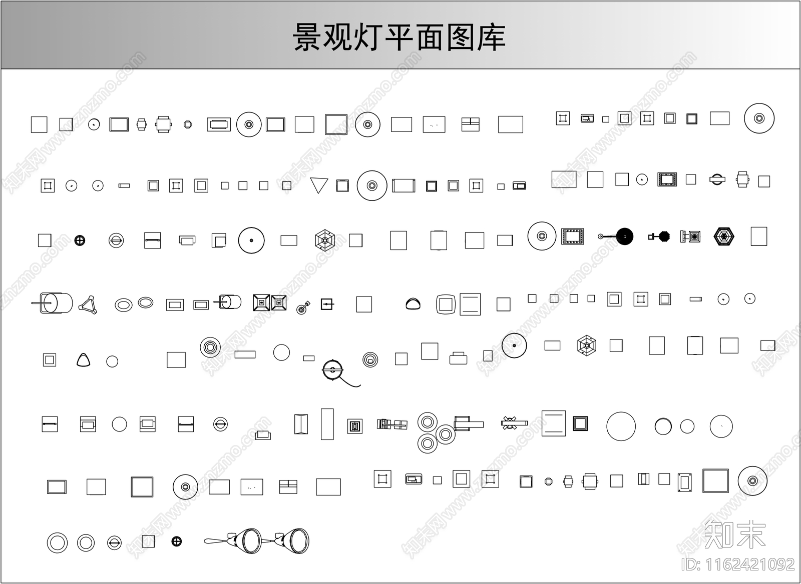 室外景观灯平面图库施工图下载【ID:1162421092】