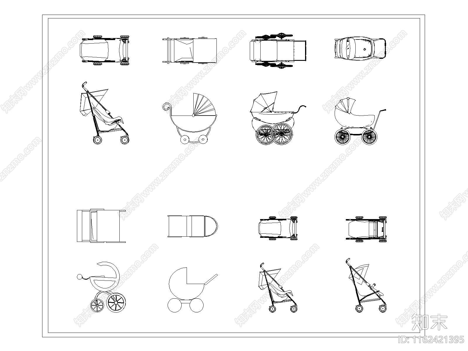 现代婴儿车施工图下载【ID:1162421395】