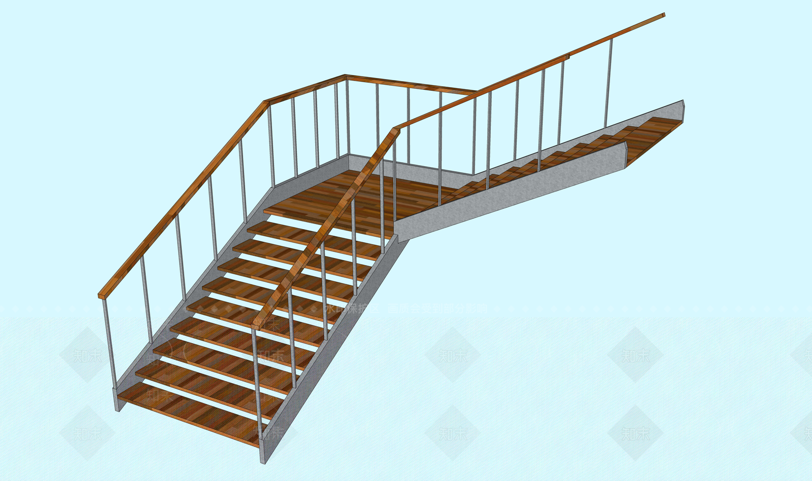 现代扶手楼梯SU模型下载【ID:1162423764】