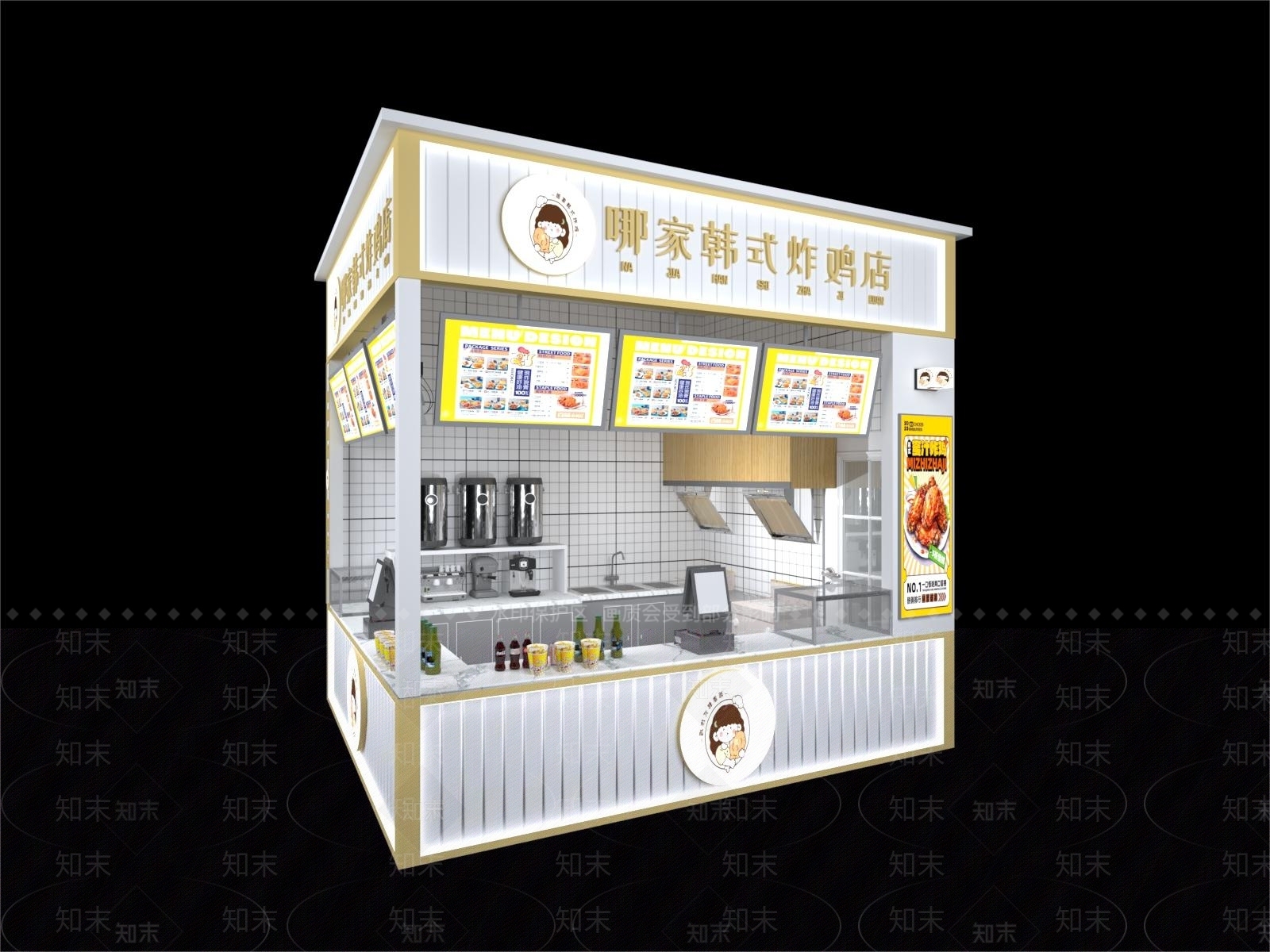 现代炸鸡店3D模型下载【ID:1162424354】