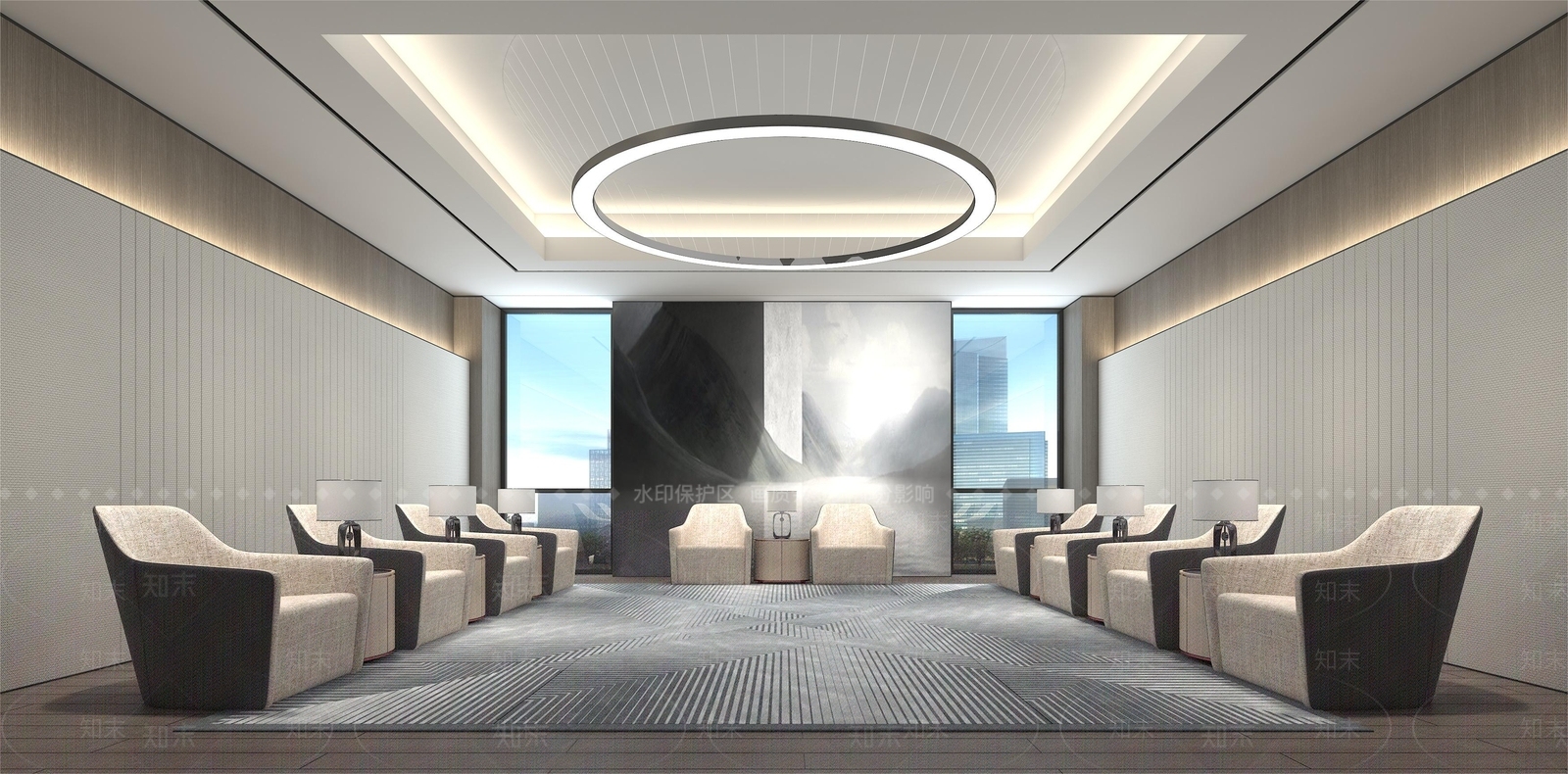 现代接待室会客室洽谈室3D模型下载【ID:1162424960】