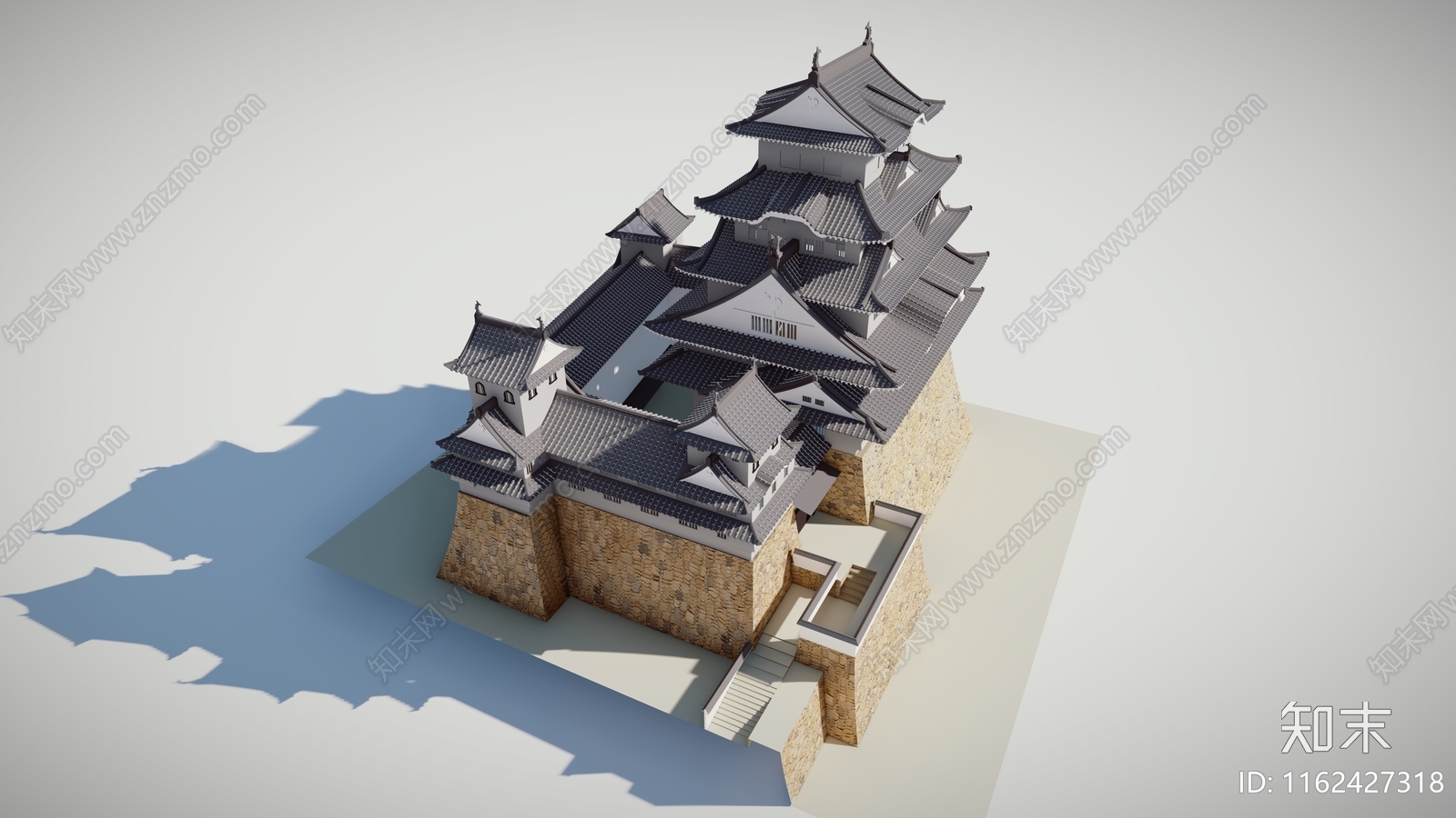 11日本古建筑城楼HimejiSU模型下载【ID:1162427318】