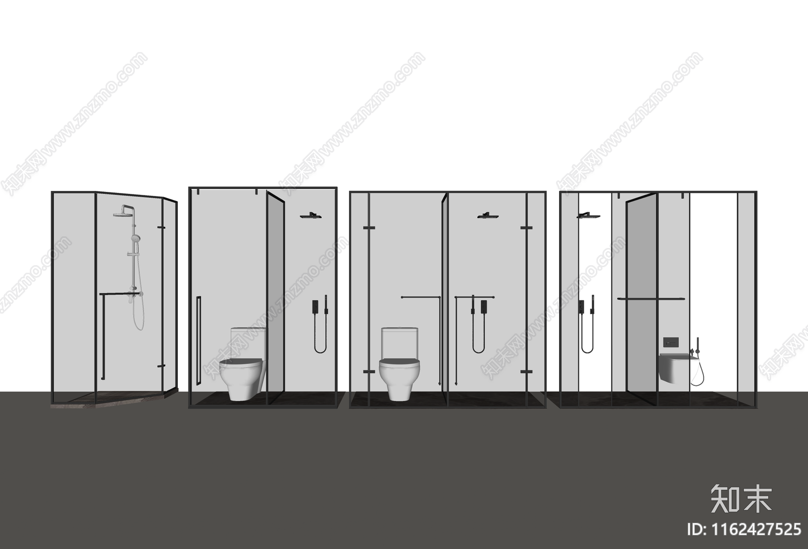 卫生间玻璃隔断SU模型下载【ID:1162427525】