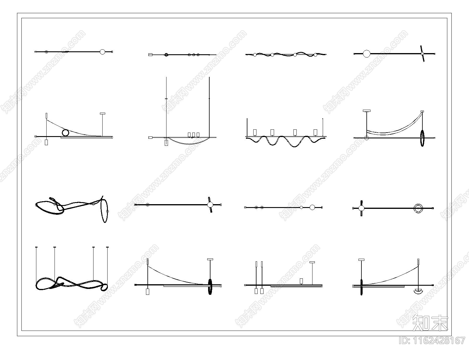 现代吊灯施工图下载【ID:1162428167】