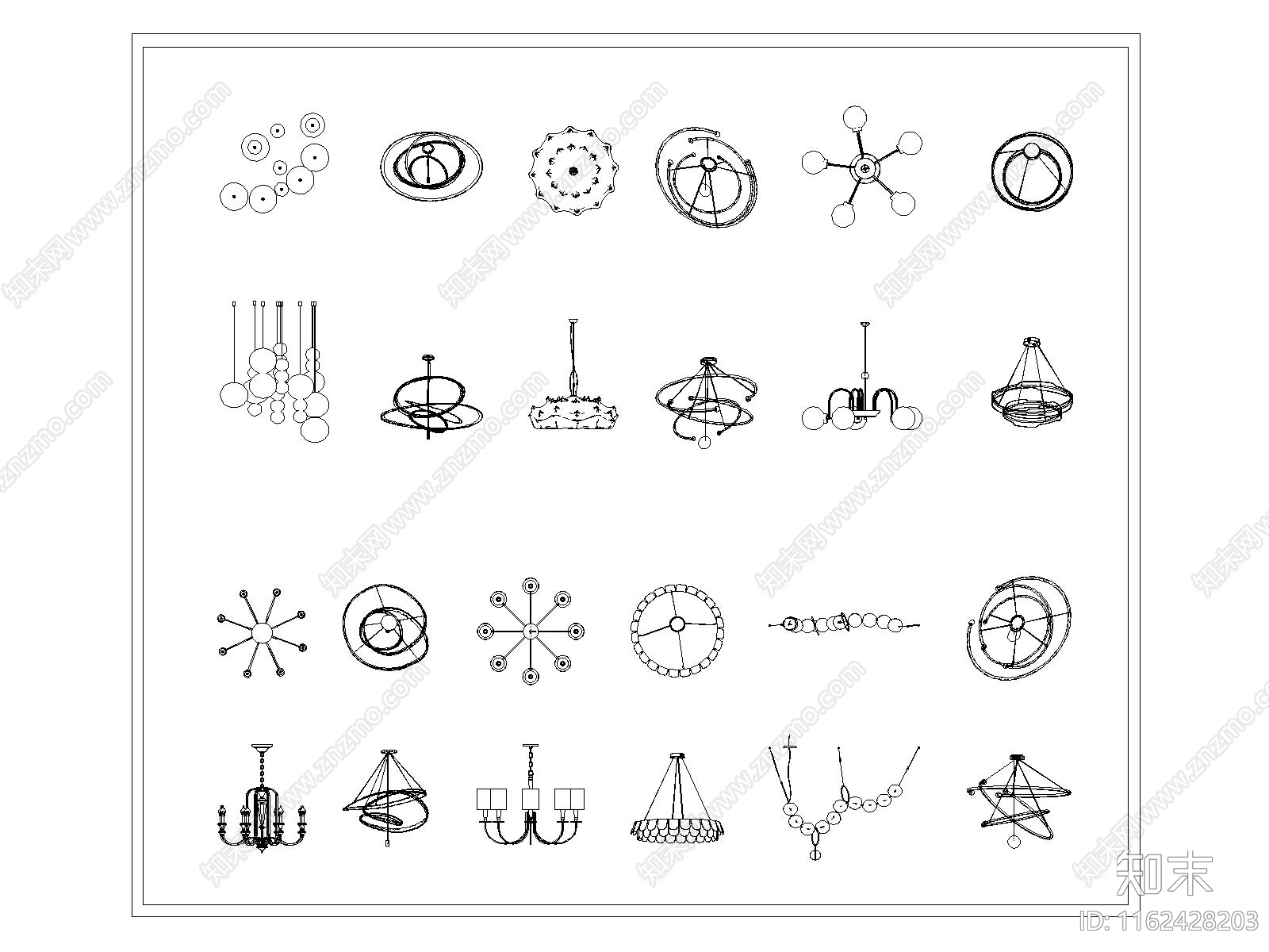 现代吊灯施工图下载【ID:1162428203】