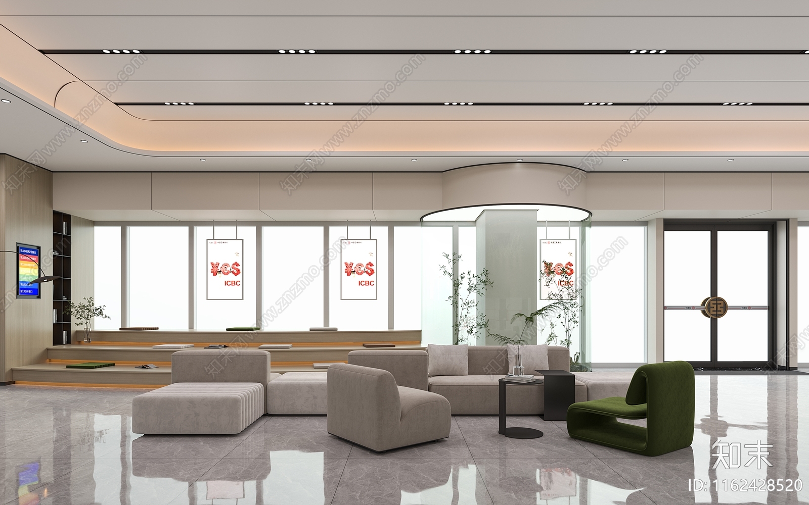 现代工商银行大堂3D模型下载【ID:1162428520】