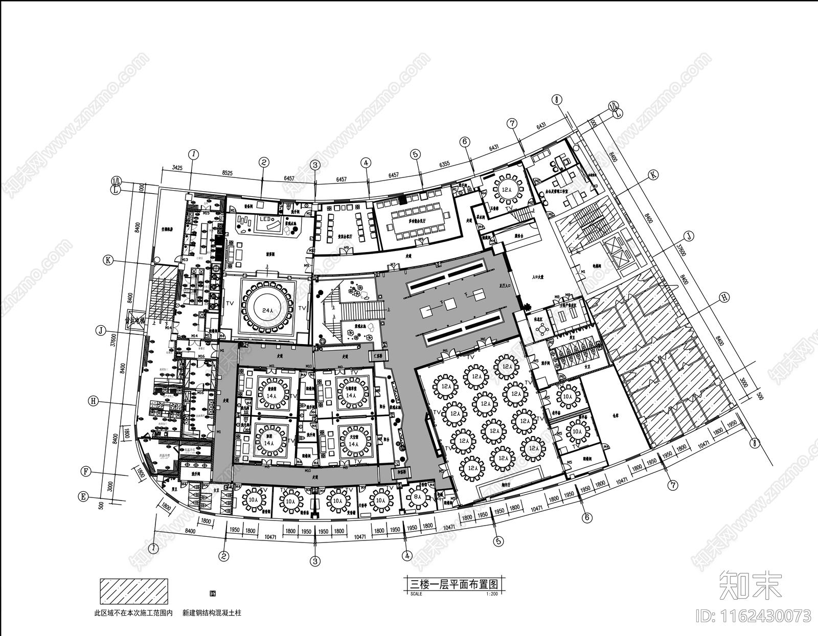 北京4000㎡两层酒楼全cad施工图下载【ID:1162430073】