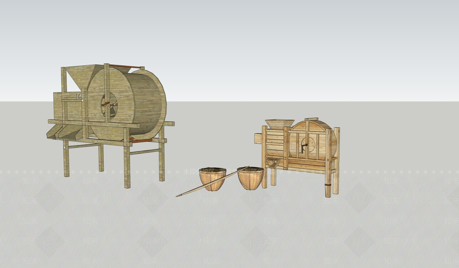 农家建筑小品SU模型下载【ID:1162430794】