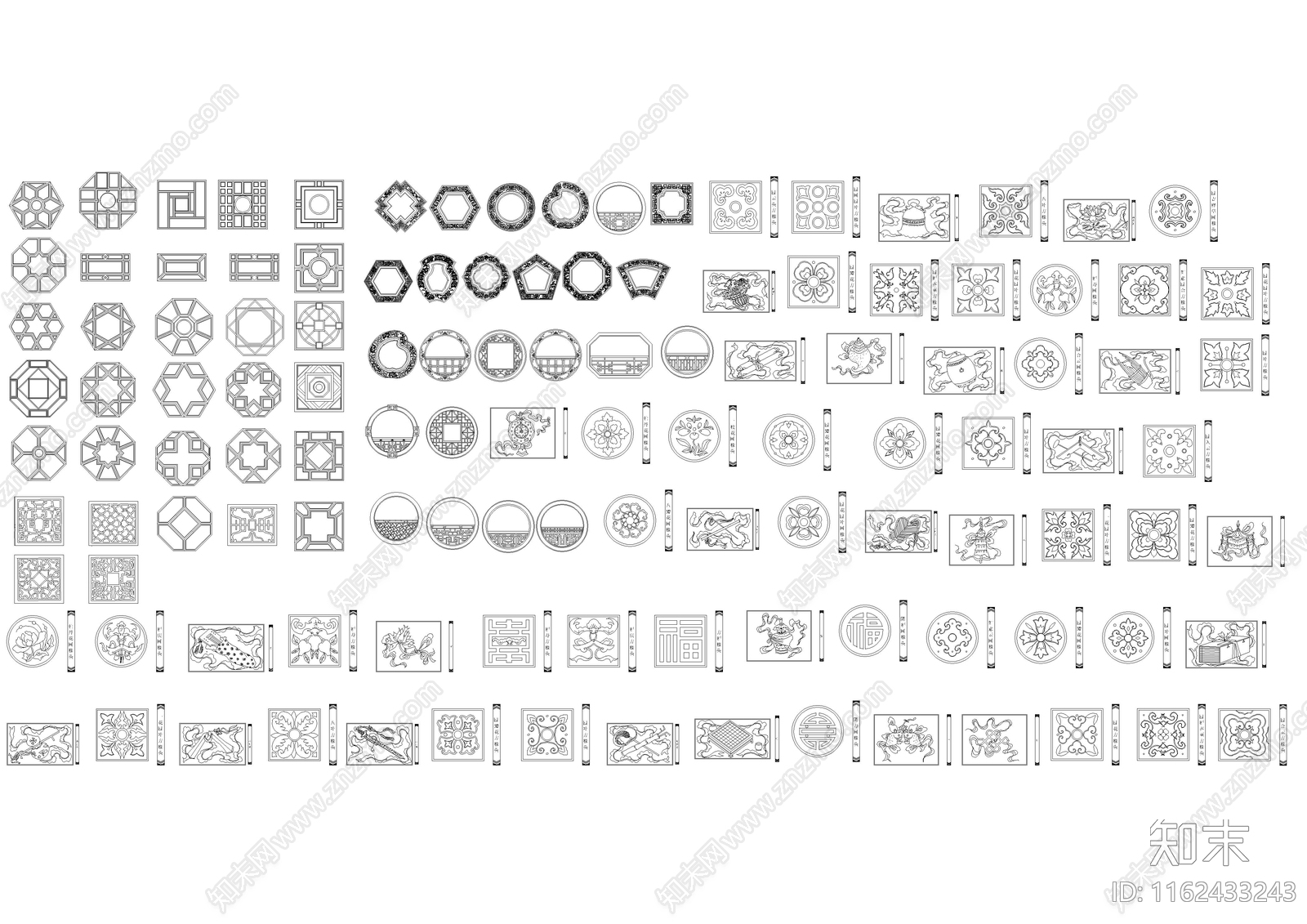 中式窗花施工图下载【ID:1162433243】