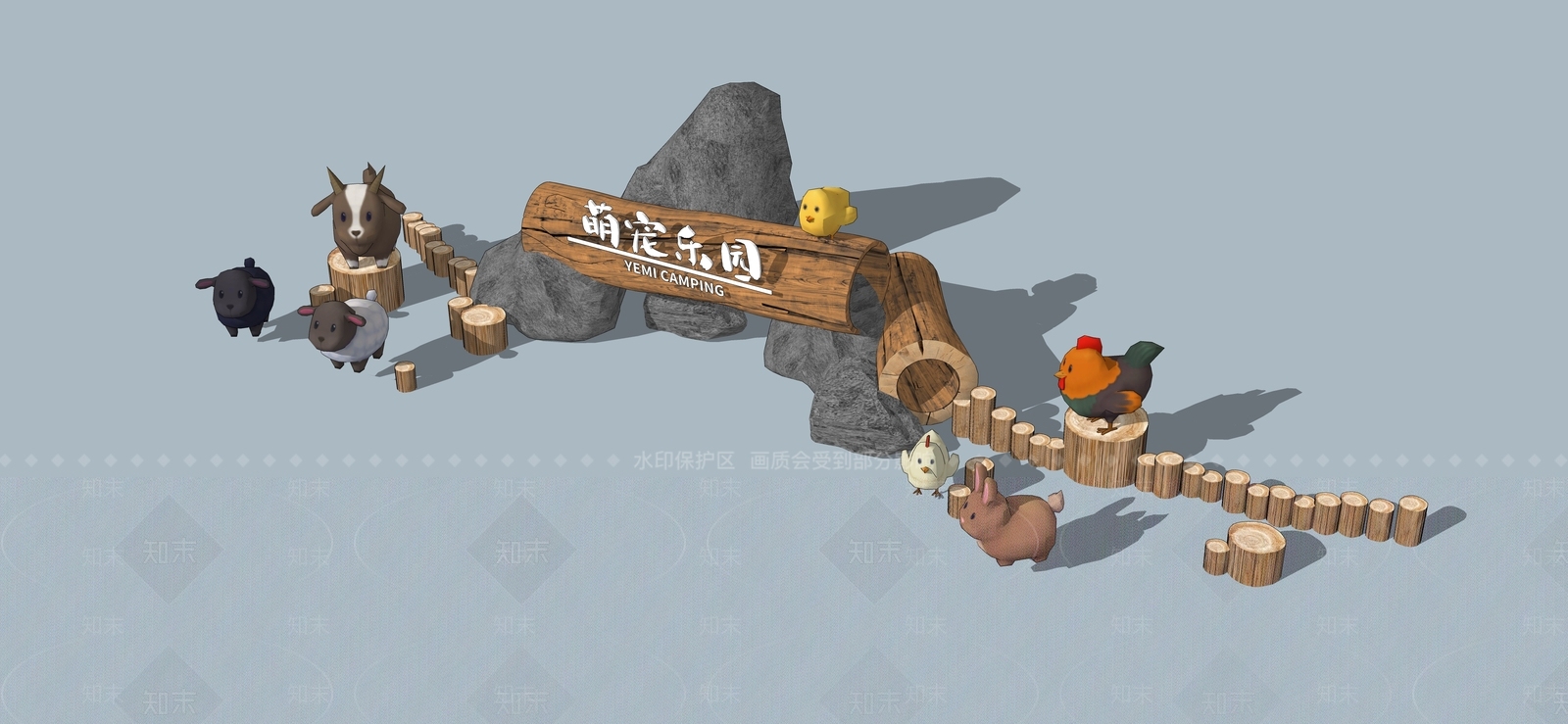 现代农场动物萌宠乐园SU模型下载【ID:1162436630】