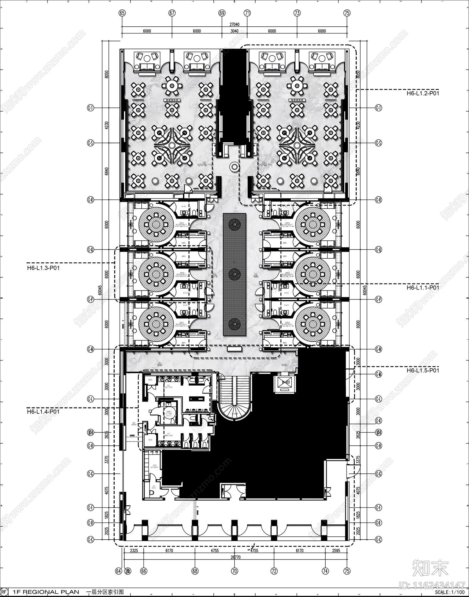 3000㎡两层特色中餐厅全cad施工图下载【ID:1162434147】