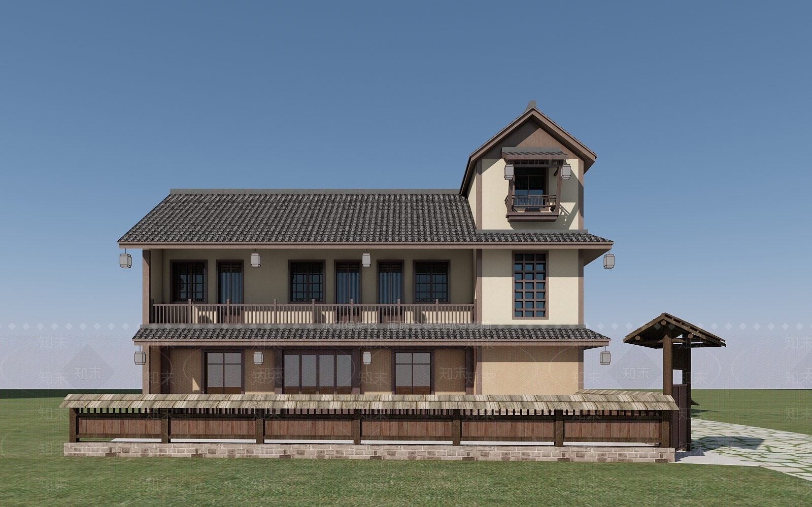 唐风建筑单体3D模型下载【ID:1162434874】