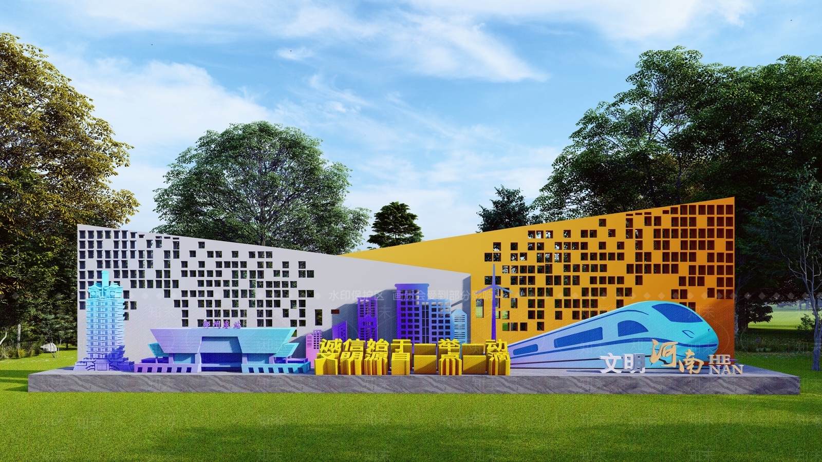 现代文明城市创意景观雕塑小品SU模型下载【ID:1162436683】