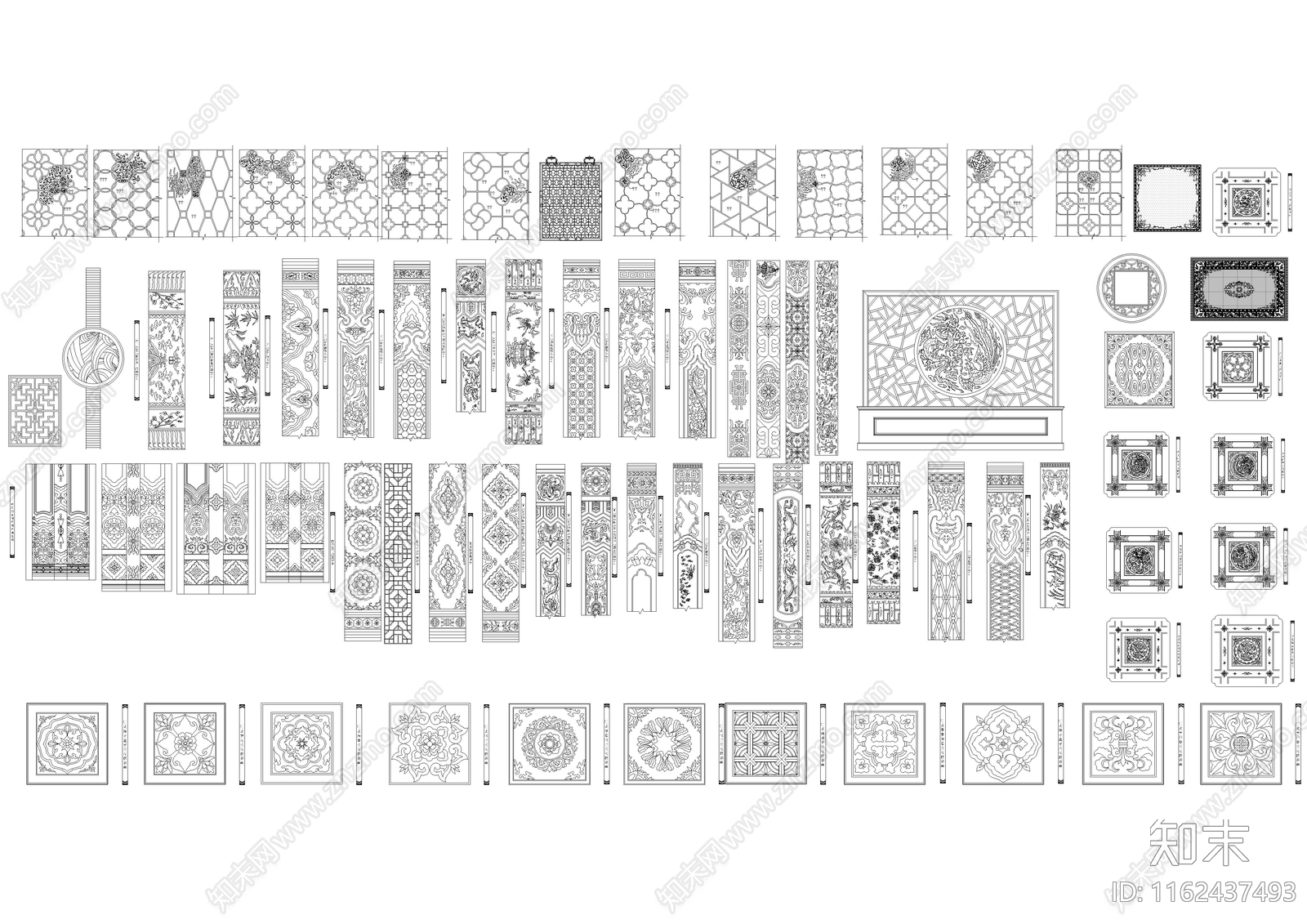 中式窗花施工图下载【ID:1162437493】
