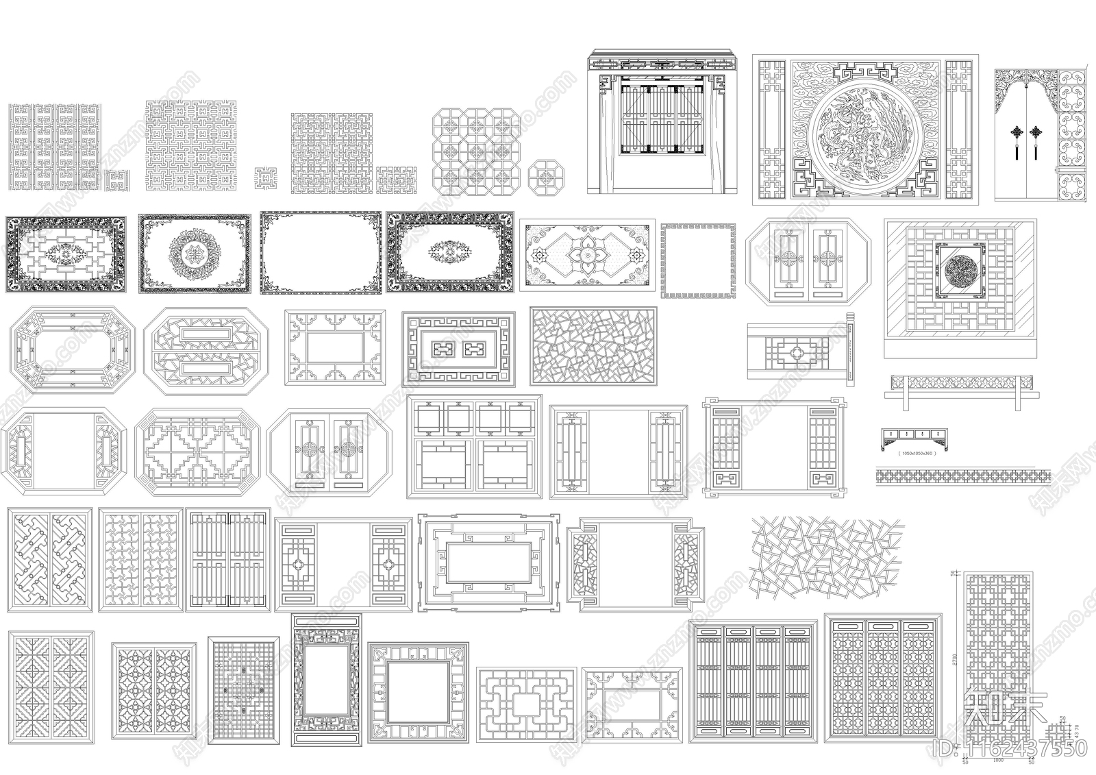 中式窗花施工图下载【ID:1162437550】
