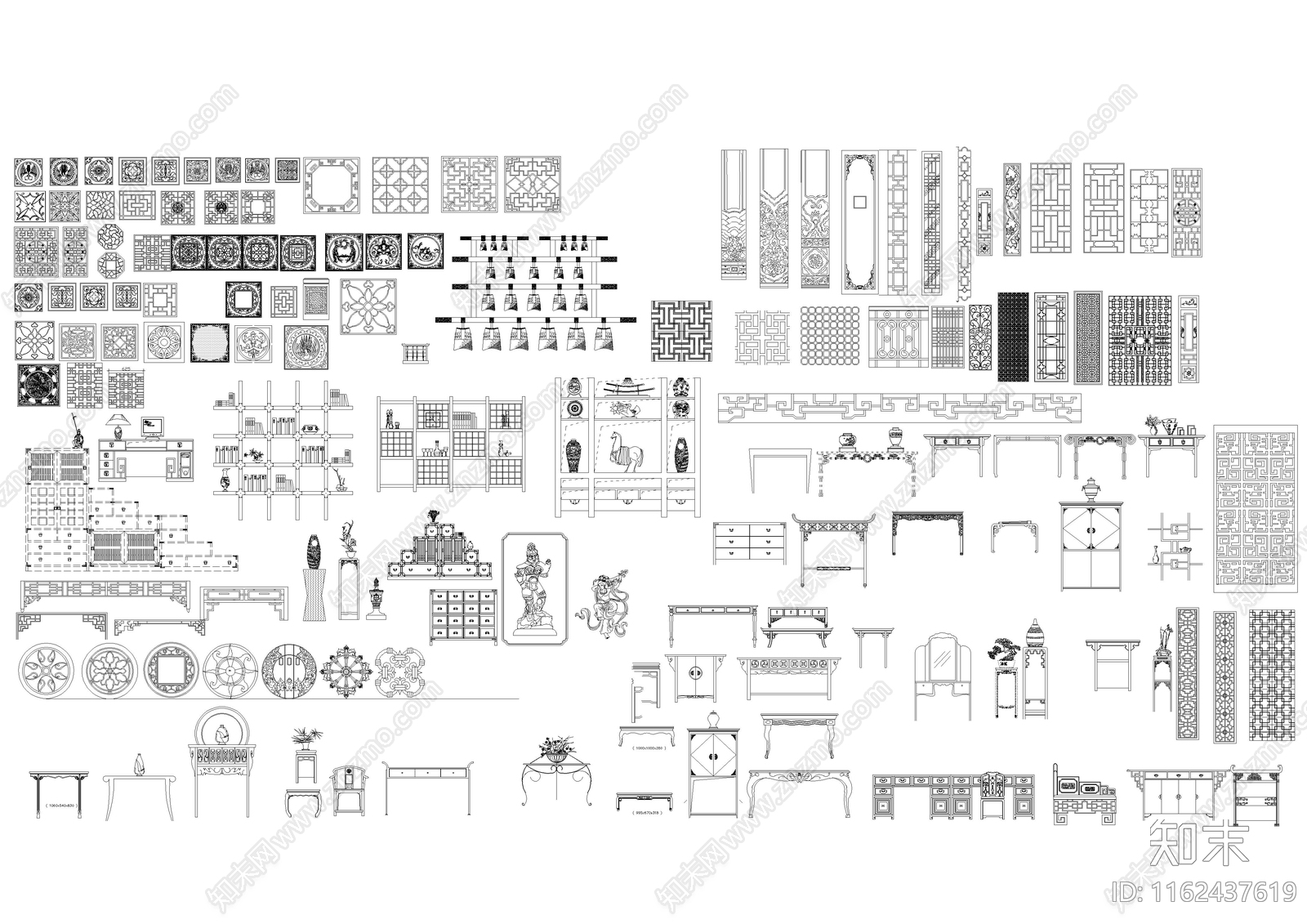 中式窗花施工图下载【ID:1162437619】