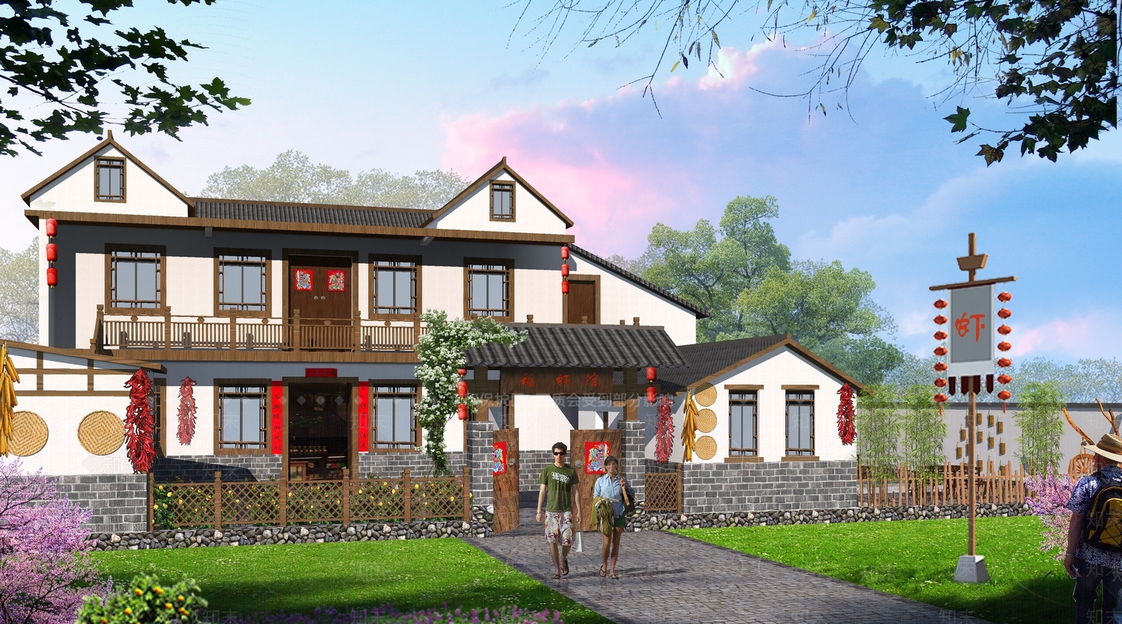 农家乐建筑SU模型下载【ID:1162438632】