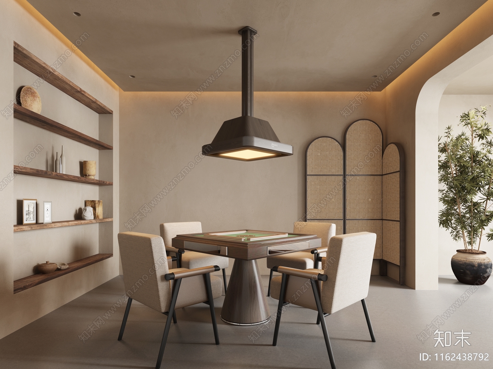 侘寂风棋牌室3D模型下载【ID:1162438792】