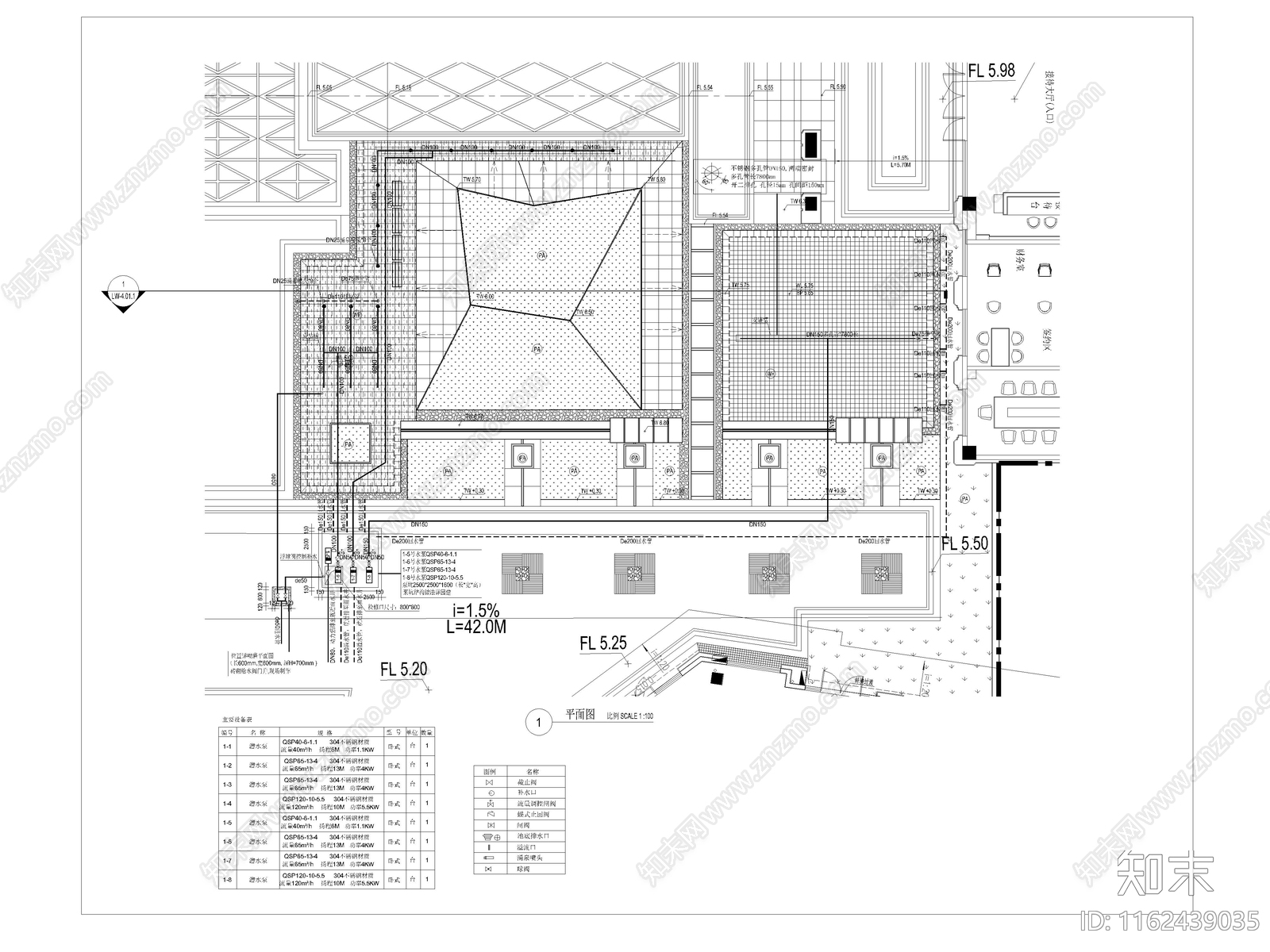 特色水景给排水详图cad施工图下载【ID:1162439035】