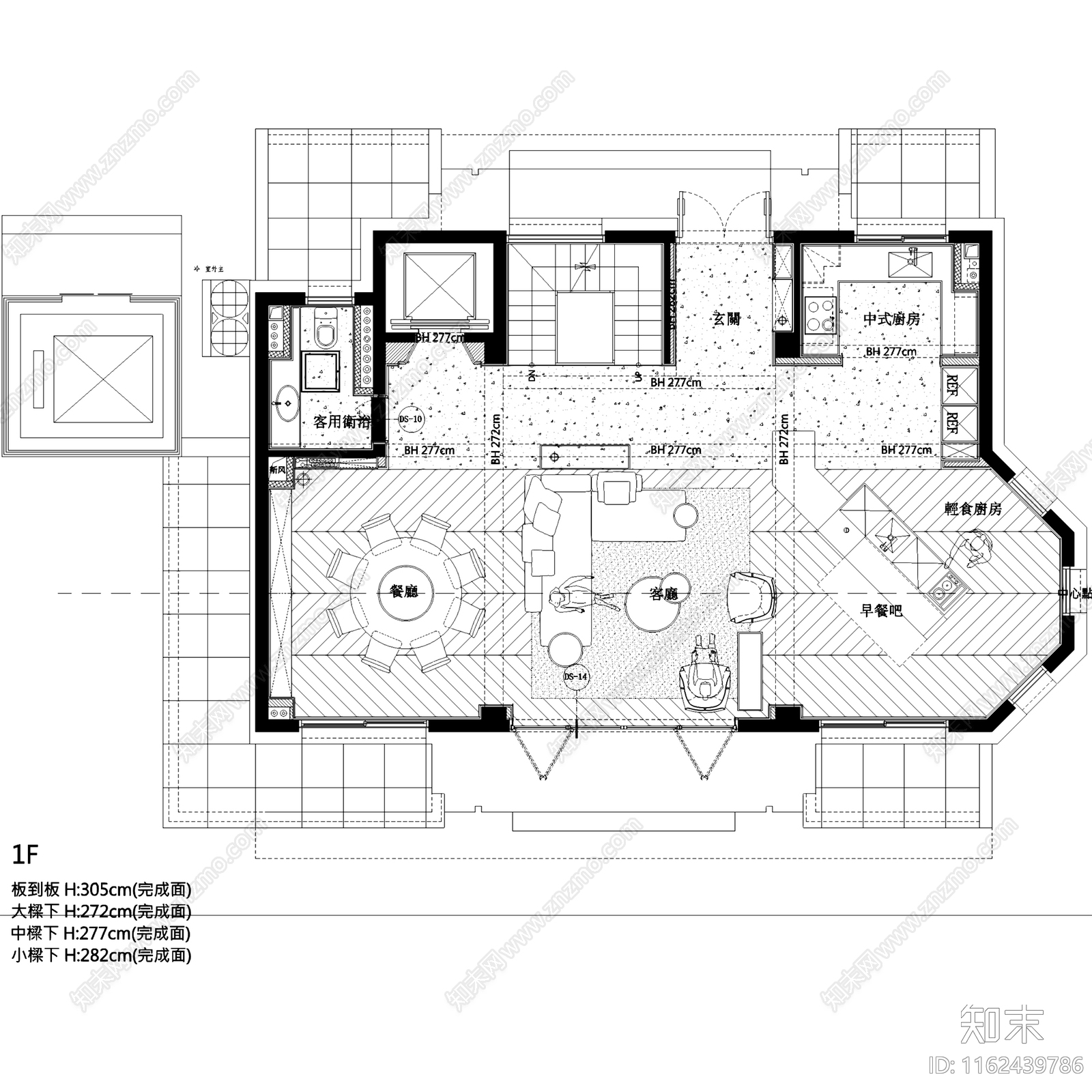 现代轻奢远洋天著春秋265户型三层别墅室内家装cad施工图下载【ID:1162439786】