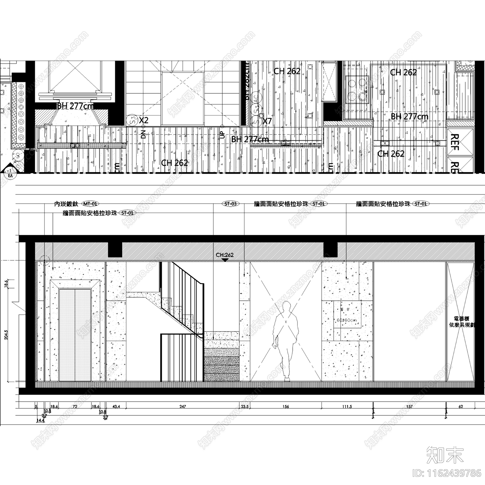 现代轻奢远洋天著春秋265户型三层别墅室内家装cad施工图下载【ID:1162439786】