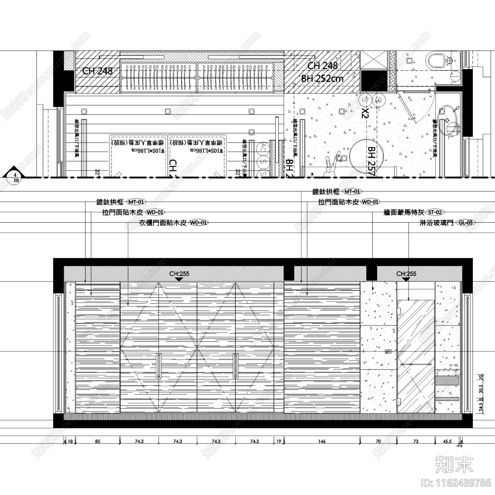 现代轻奢远洋天著春秋265户型三层别墅室内家装cad施工图下载【ID:1162439786】