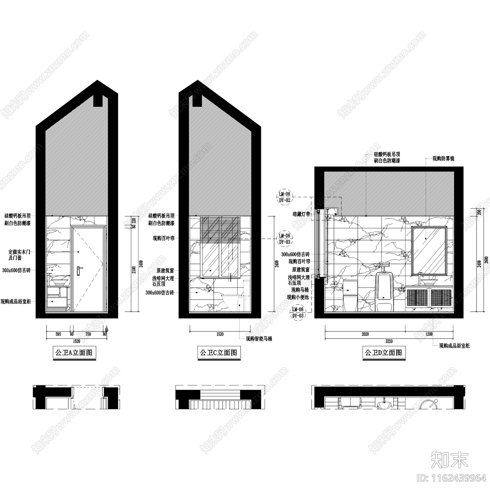 长乐中式私宅别墅顶层公区室内家装CA施工图下载【ID:1162439964】