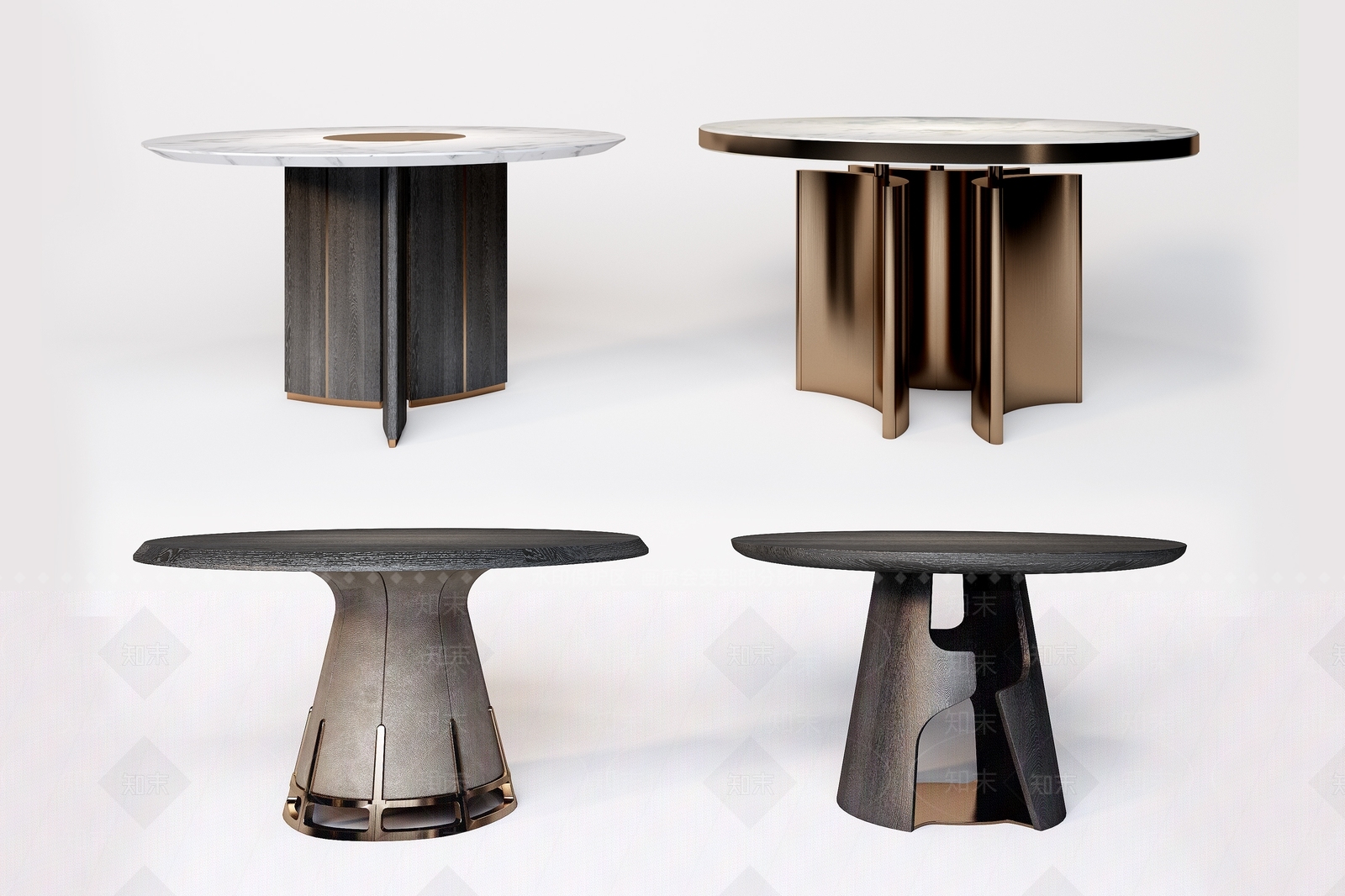 现代圆形餐桌3D模型下载【ID:1162440642】