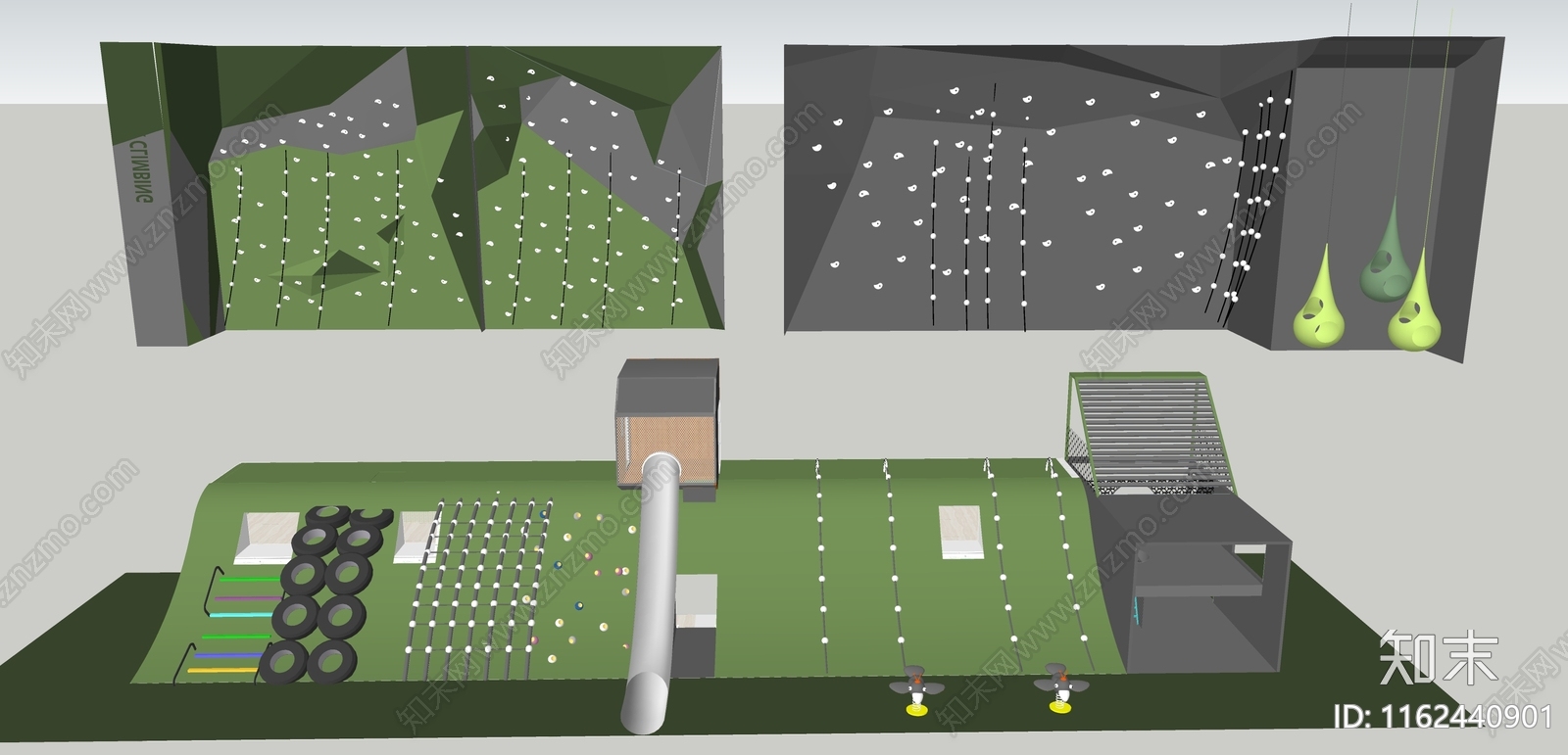 户内外攀爬墙SU模型下载【ID:1162440901】
