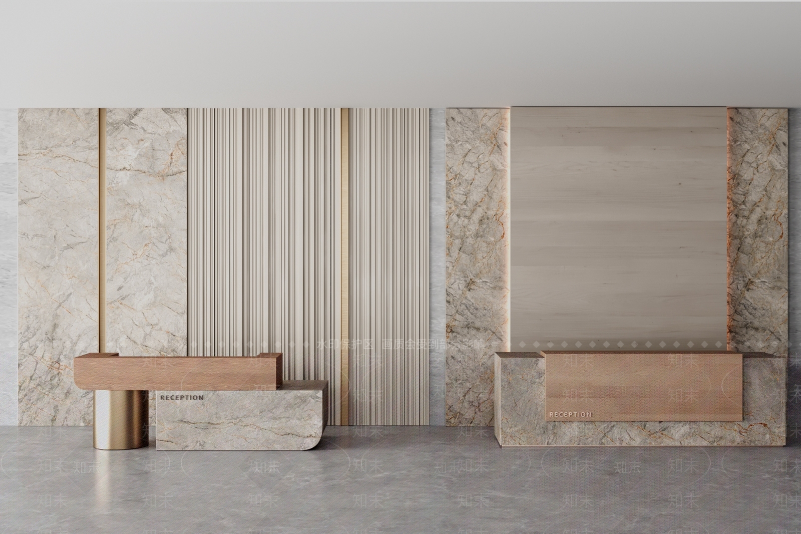 现代前台背景墙3D模型下载【ID:1162442495】