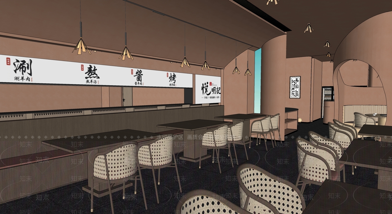 现代特色网红火锅店SU模型下载【ID:1162446608】