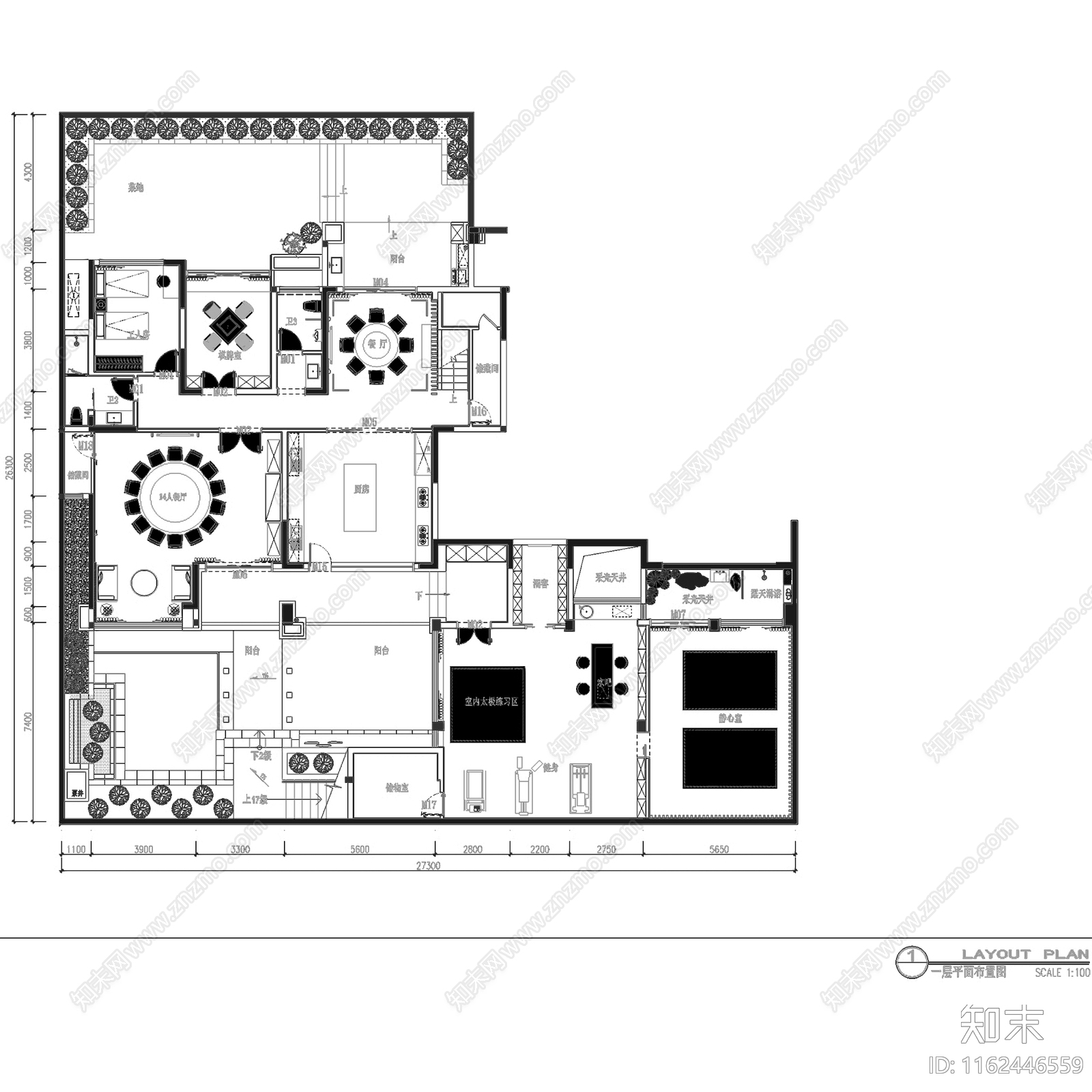 新中式中式南康刘府三层别墅室内家装cad施工图下载【ID:1162446559】