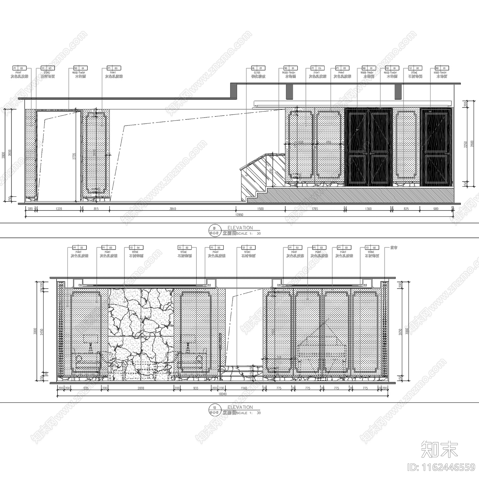 新中式中式南康刘府三层别墅室内家装cad施工图下载【ID:1162446559】