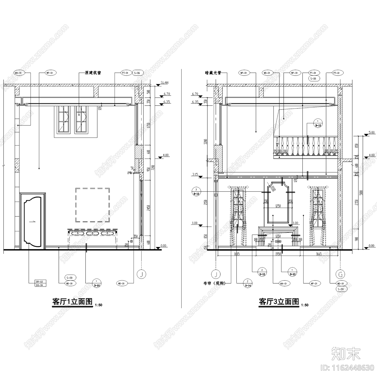 意式三层别墅室内家装cad施工图下载【ID:1162448630】