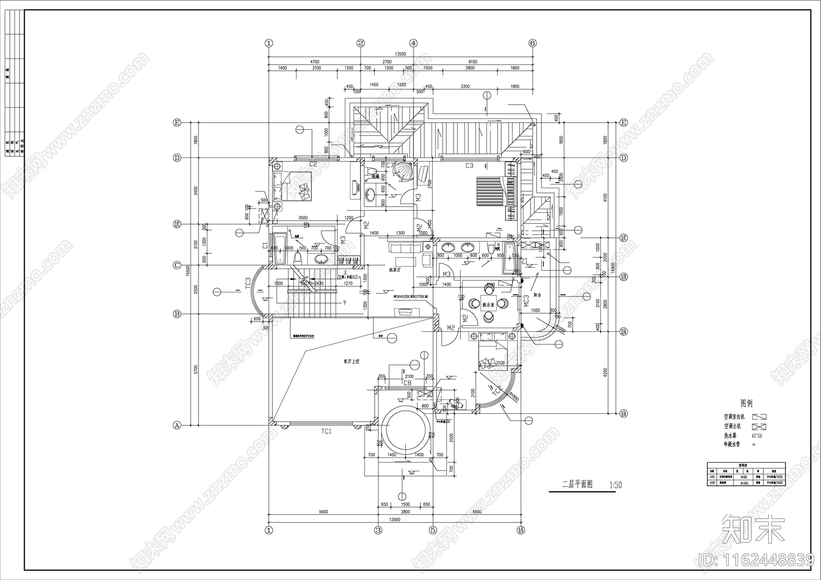 别墅建筑设计详情图纸cad施工图下载【ID:1162448839】