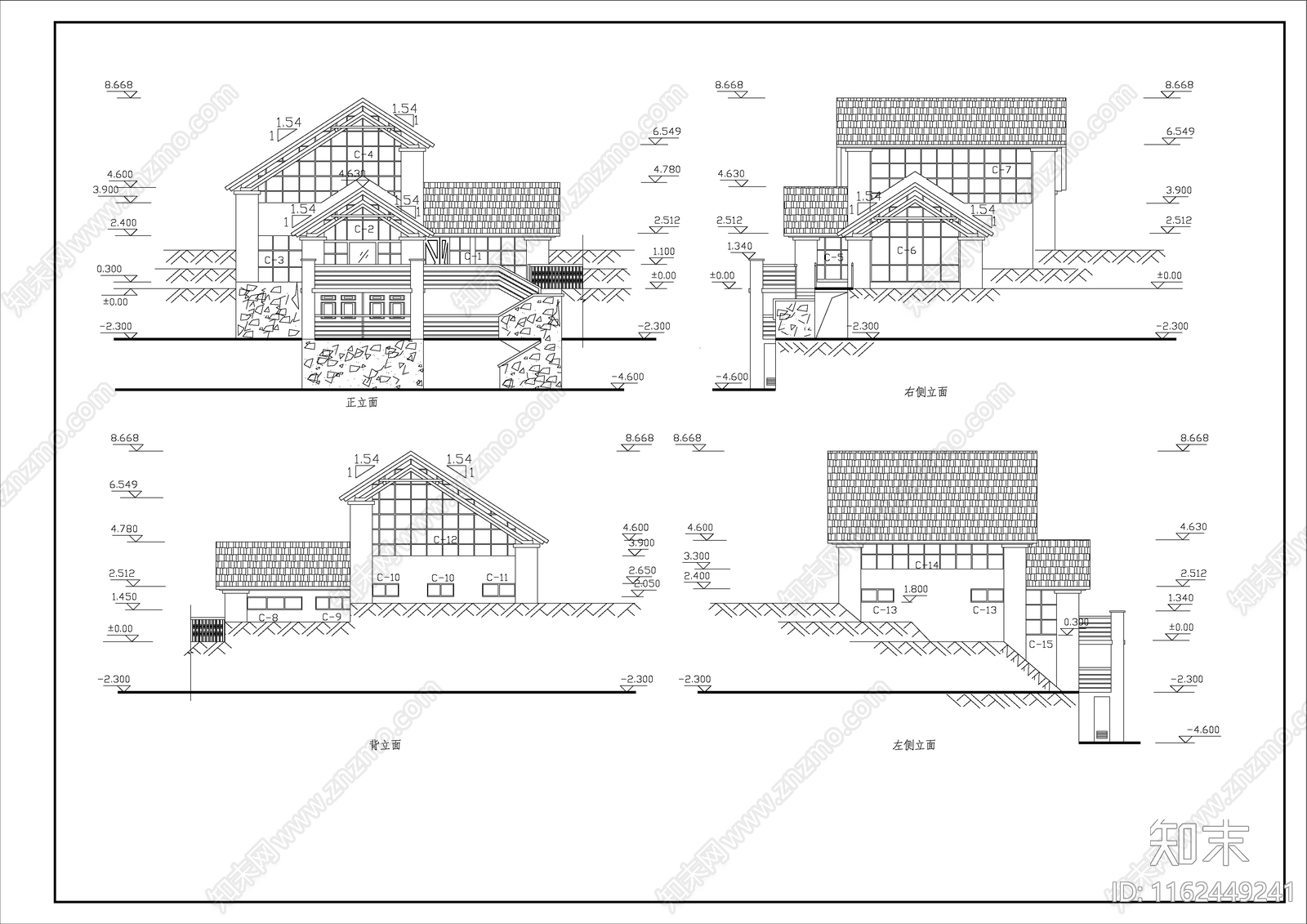 私人别墅建筑设计cacad施工图下载【ID:1162449241】