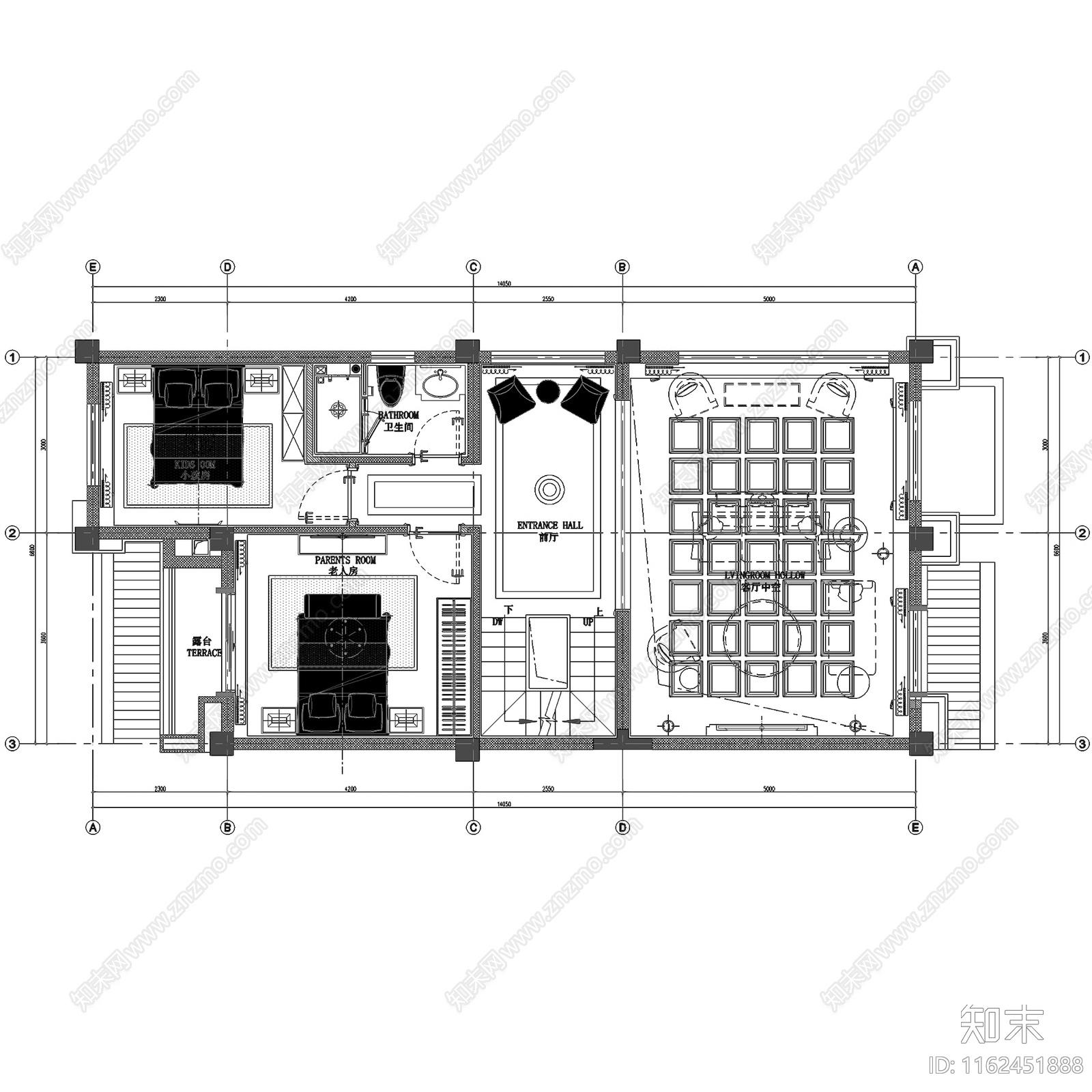 法式轻奢成都中洲中央公园三层别墅室内家装cad施工图下载【ID:1162451888】