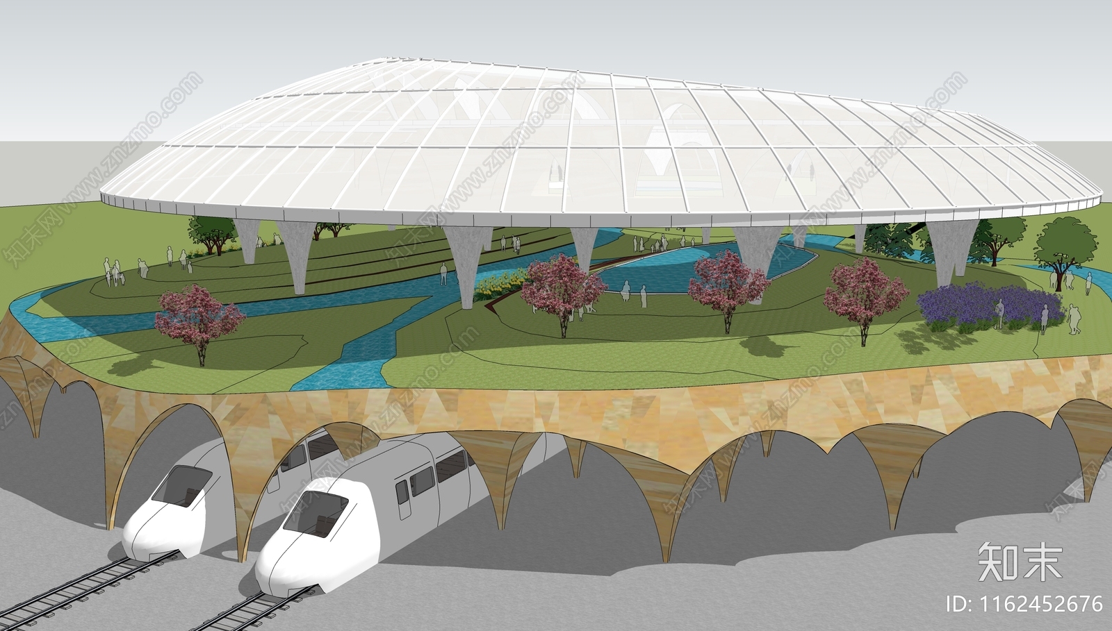 未来感火车站SU模型下载【ID:1162452676】