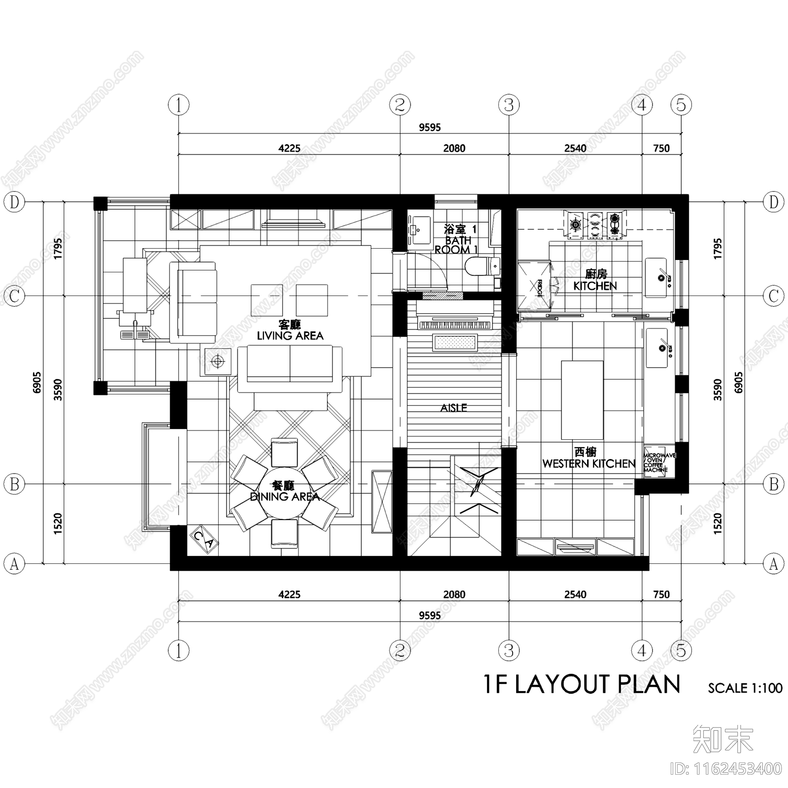 美式上海三层别墅私宅室内家装cad施工图下载【ID:1162453400】