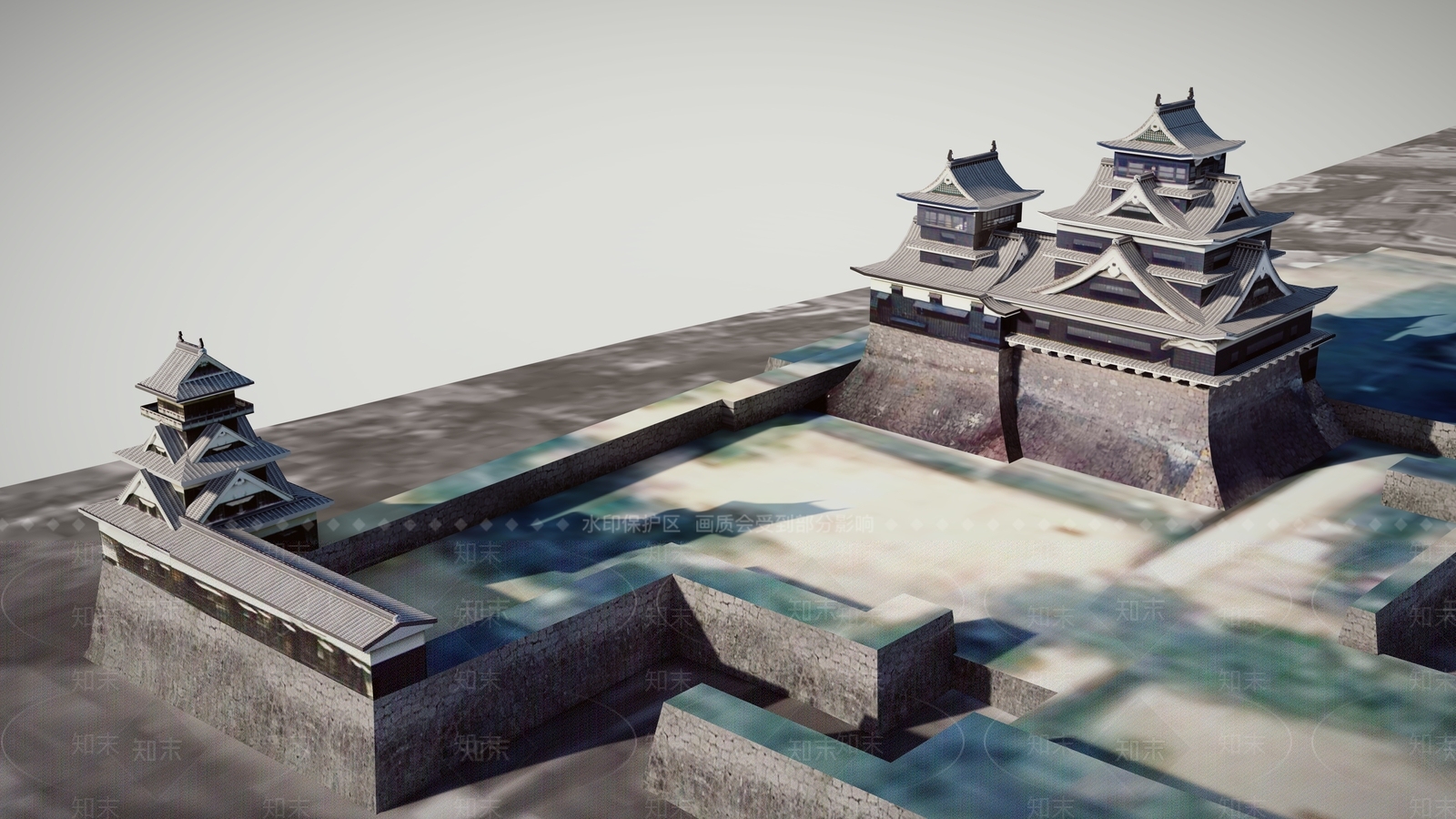 17日本古建筑城楼KumaCas熊本城SU模型下载【ID:1162454756】