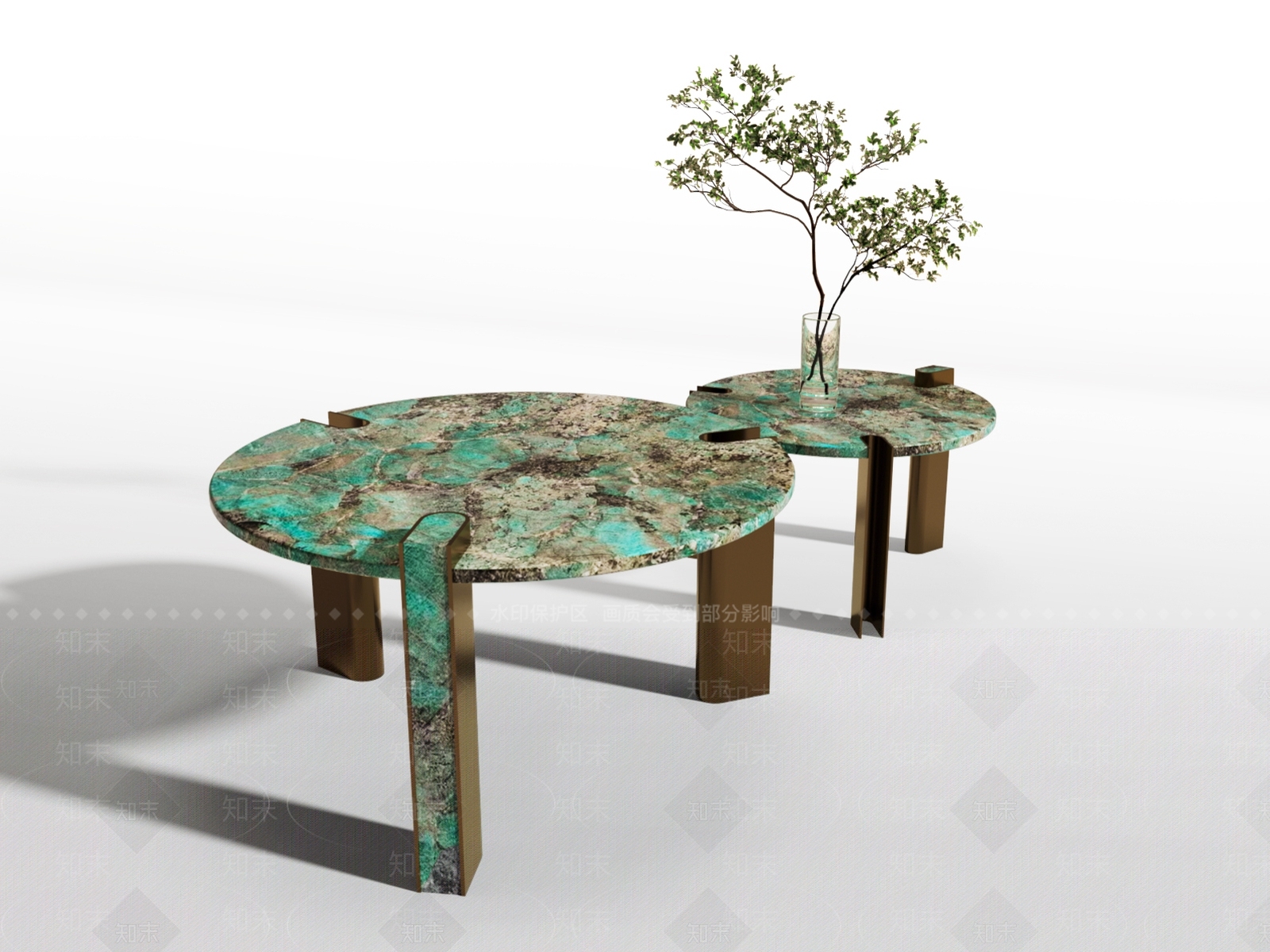 现代巴西蓝宝石字母茶几组合3D模型下载【ID:1162457211】