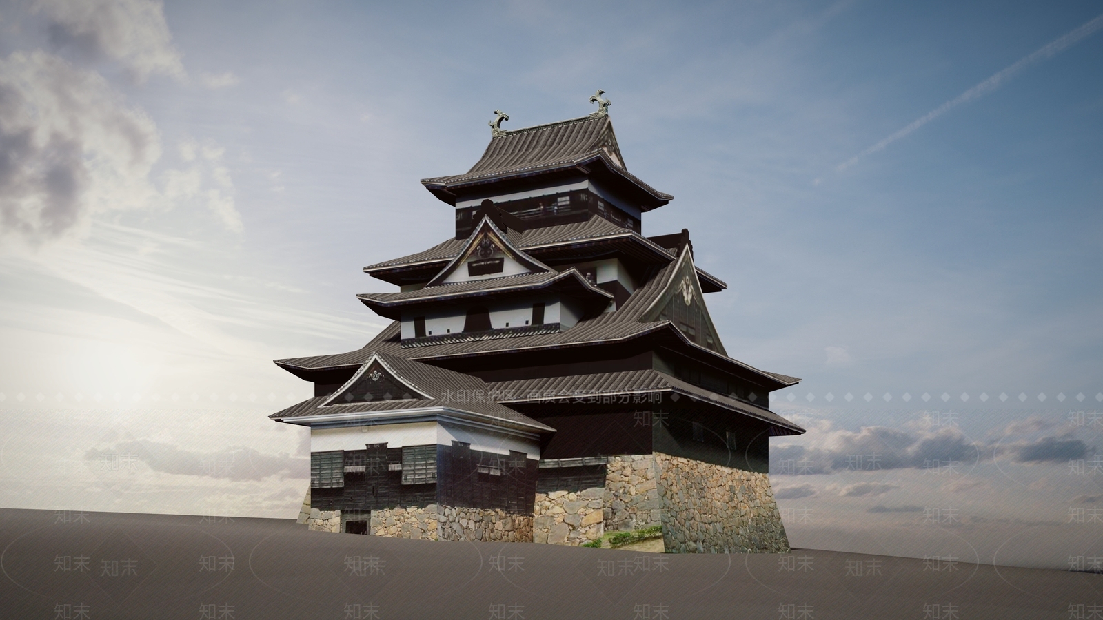 19日本古建筑城楼MateSU模型下载【ID:1162457302】