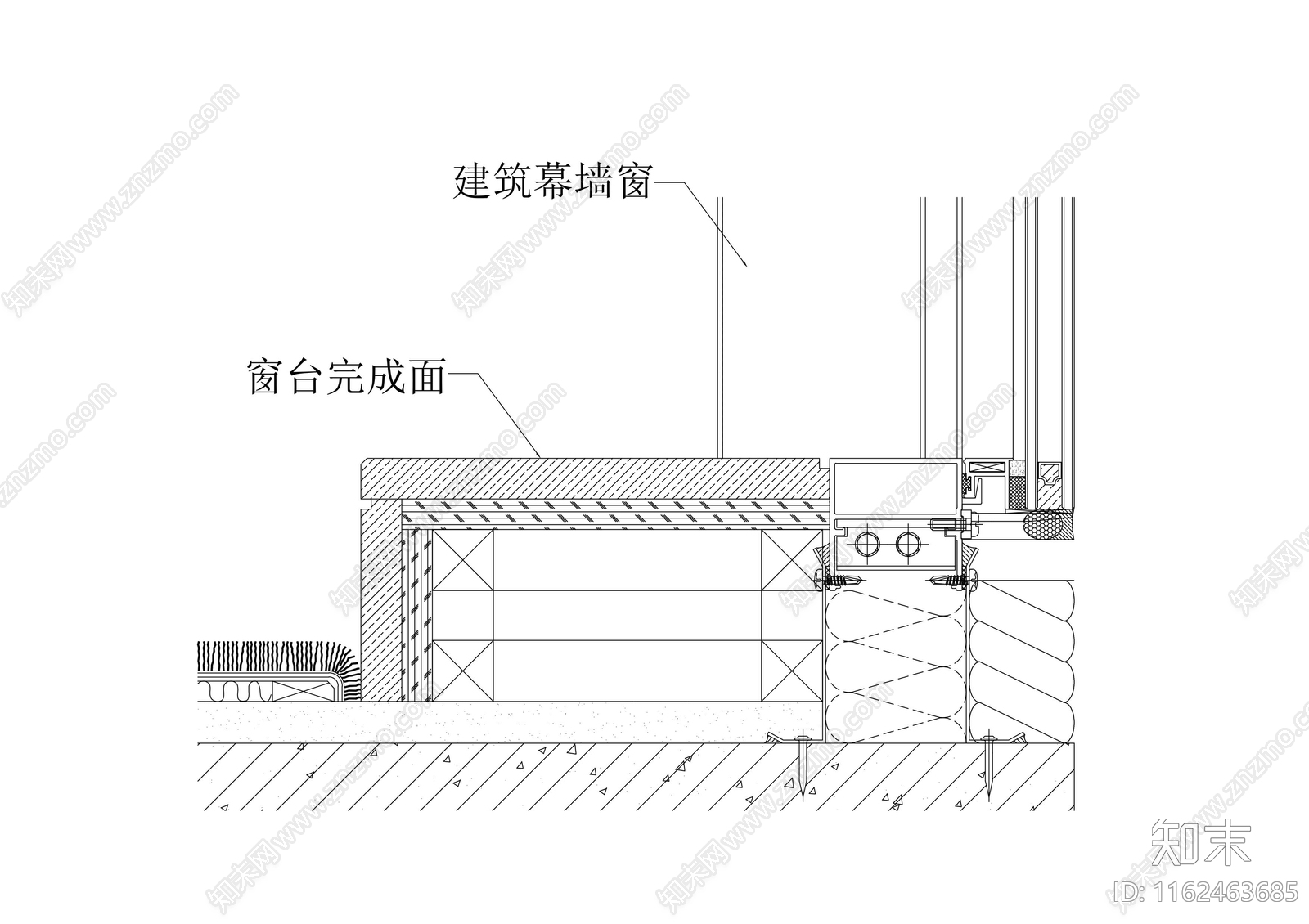 幕墙地台节点cad施工图下载【ID:1162463685】