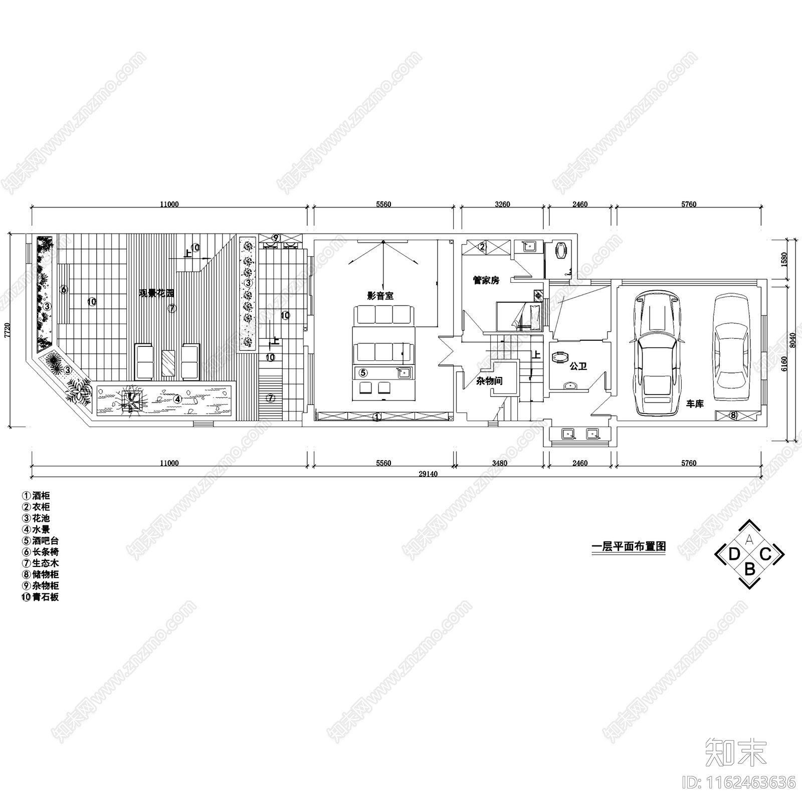 中式新中式四层别墅室内家装cad施工图下载【ID:1162463636】